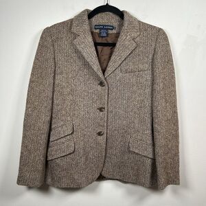 VTG Ralph Lauren Blazer Women's Size 10 Tweed Herringbone Wool Cashmere Jacket